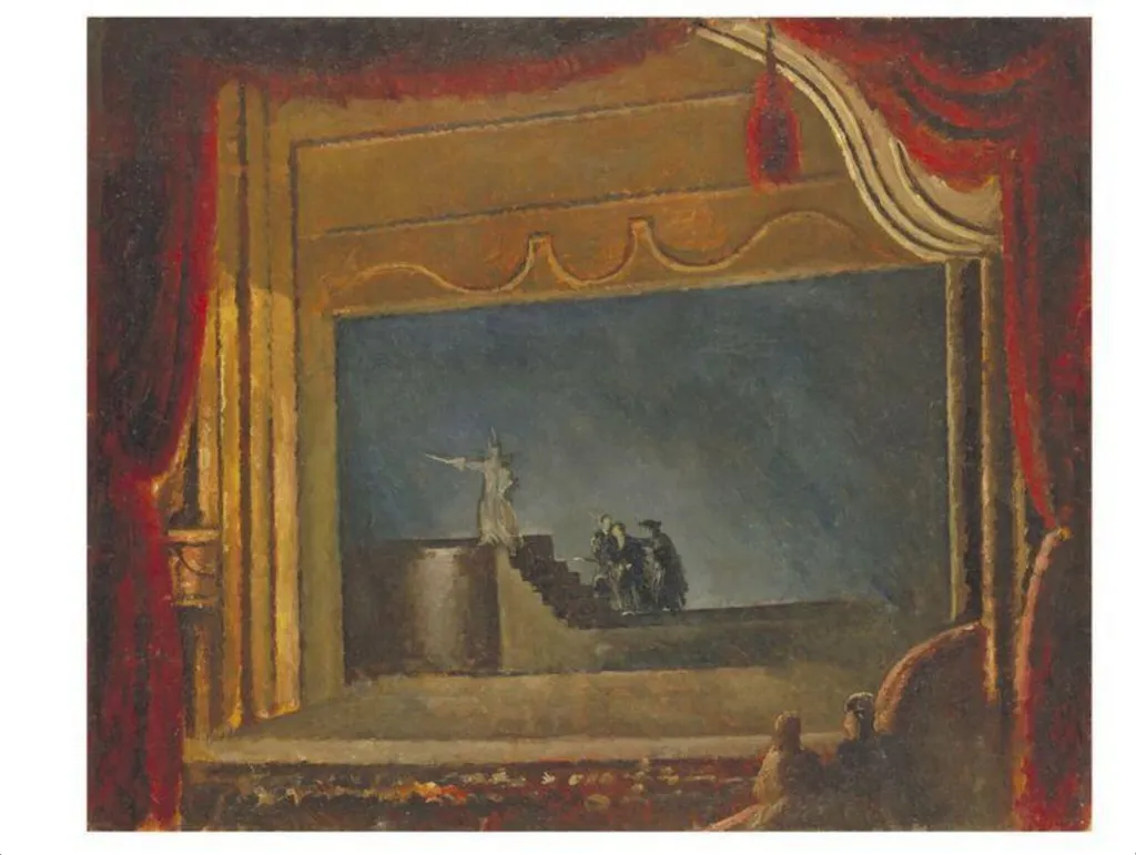 <i>Hamlet</i> at the New Theatre, by Nigel Ramsey Newton, paint, 1934