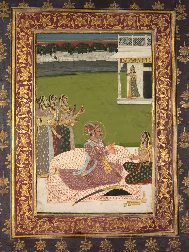 Portrait of Maharaja Savant Singh with Consort, Bani Thani, by Nihal Chand, 1752