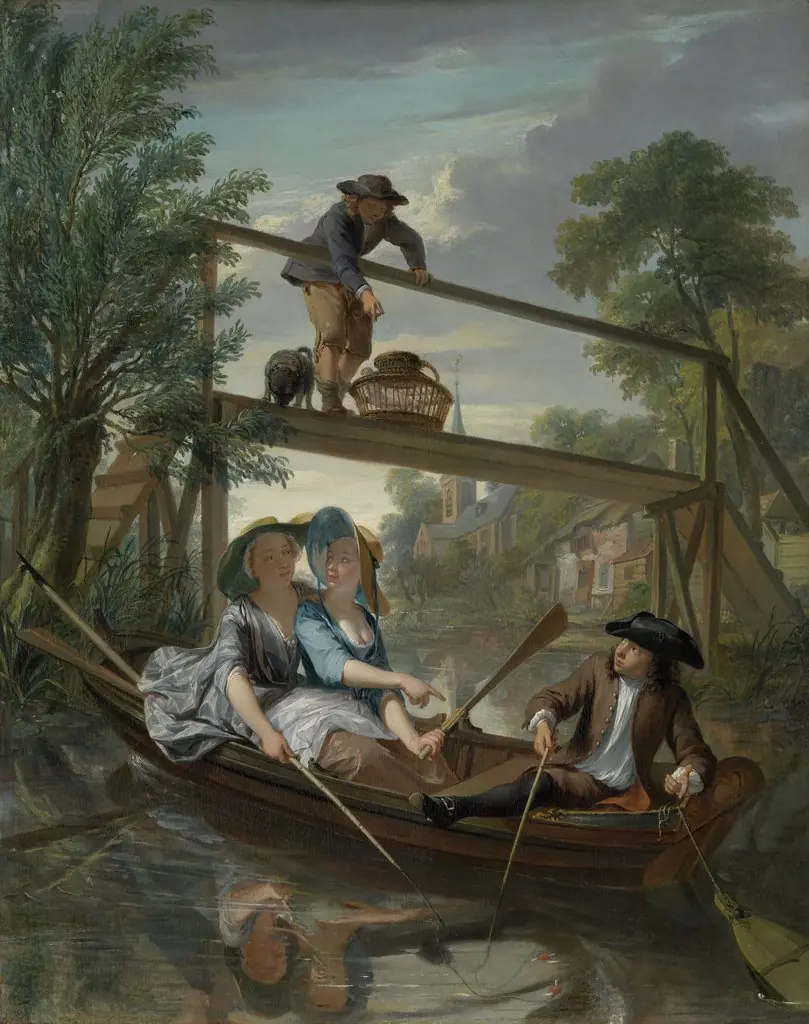De hengelaars, by Nikolaas Verkolje
