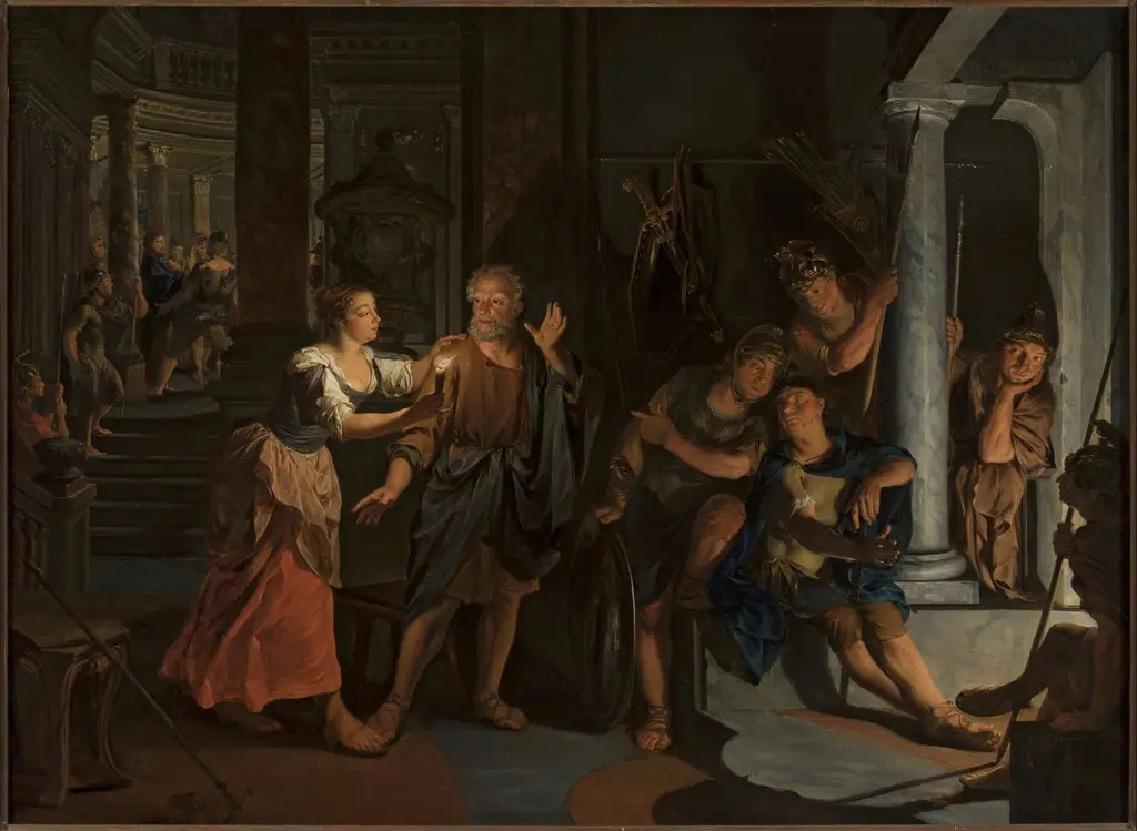 Denial of Saint Peter (Matthew 26:69-75; Mark 14:66-72; Luke 21:54-63; John 17:15-25)., by Nikolaas Verkolje