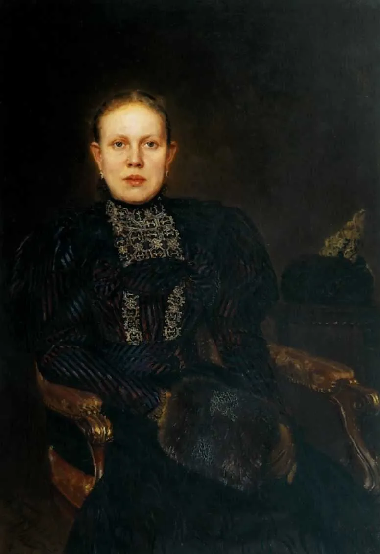 Portrait of O. Buryshkina, by Nikolai Bodarevsky, oil, 1899