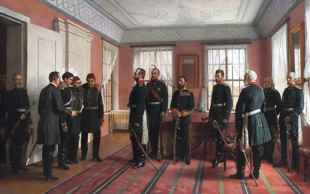 The Introduction of the Captive Osman Pasha to Alexander II at Plevna, by Nikolai Dmitriev-Orenburgsky