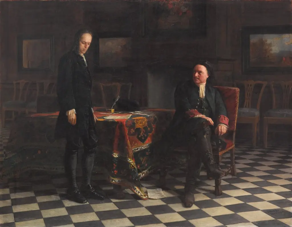 Peter the Great Interrogating the Tsarevich Alexei Petrovich at Peterhof, by Nikolai Ge