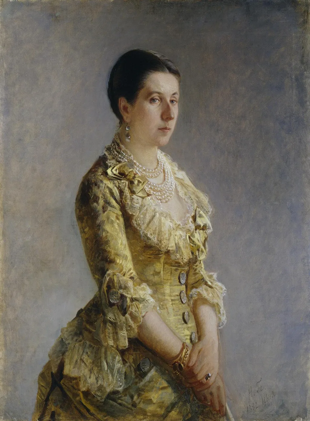 Portrait of Princess Olga Volkonskaya (nee Kleinmichel), by Nikolai Ge, oil, 1892