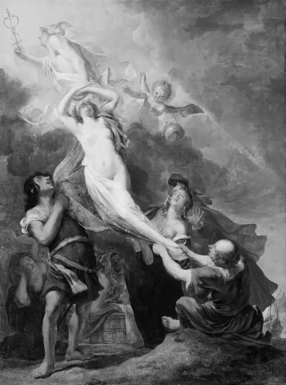 "Il Contento". Mercury abducting the Goddess Contento from the Earth, by Nikolaus Knüpfer, oil, 1651