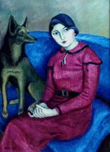Portret de femeie cu câinele, by Nina Arbore