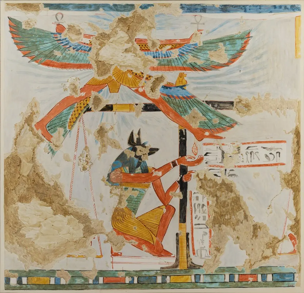 Anubis Weighing the Heart, Tomb of Nakhtamun, by Nina M. Davies