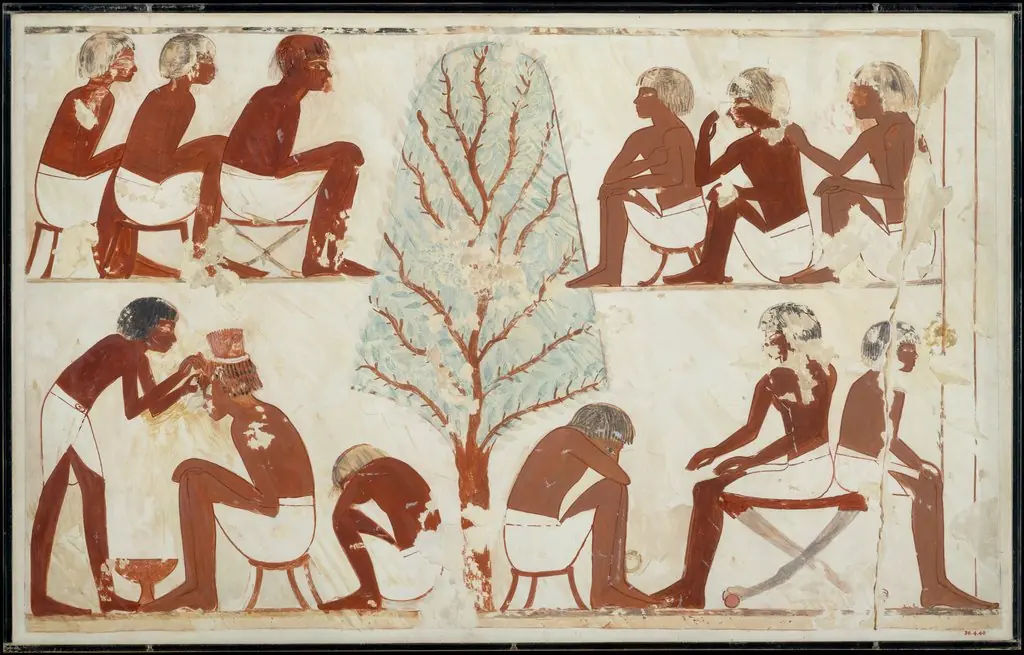 Barbering, Tomb of Userhat, by Nina M. Davies, 1427