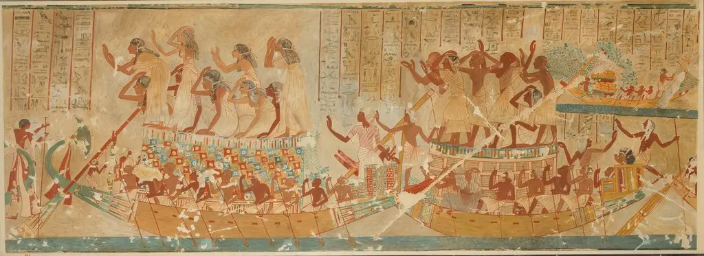 Boats with Mourners and Provisions, Tomb of Neferhotep