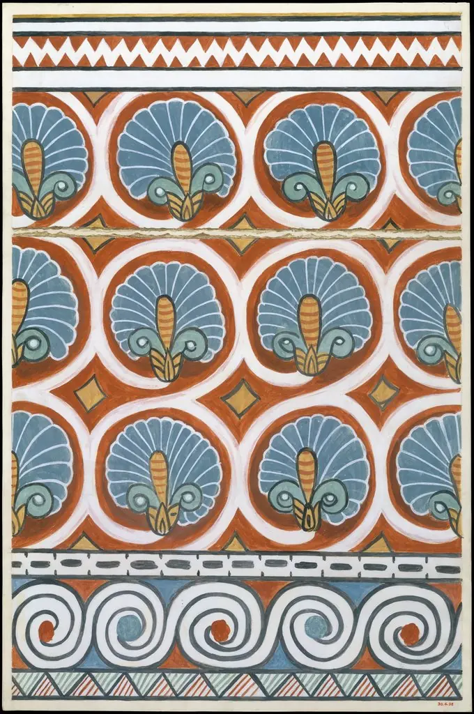 Ceiling Pattern, Tomb of Qenamun, by Nina M. Davies