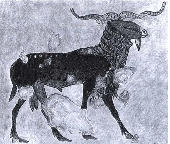 Detail of a Ram, Tomb of Khnumhotep, by Nina M. Davies