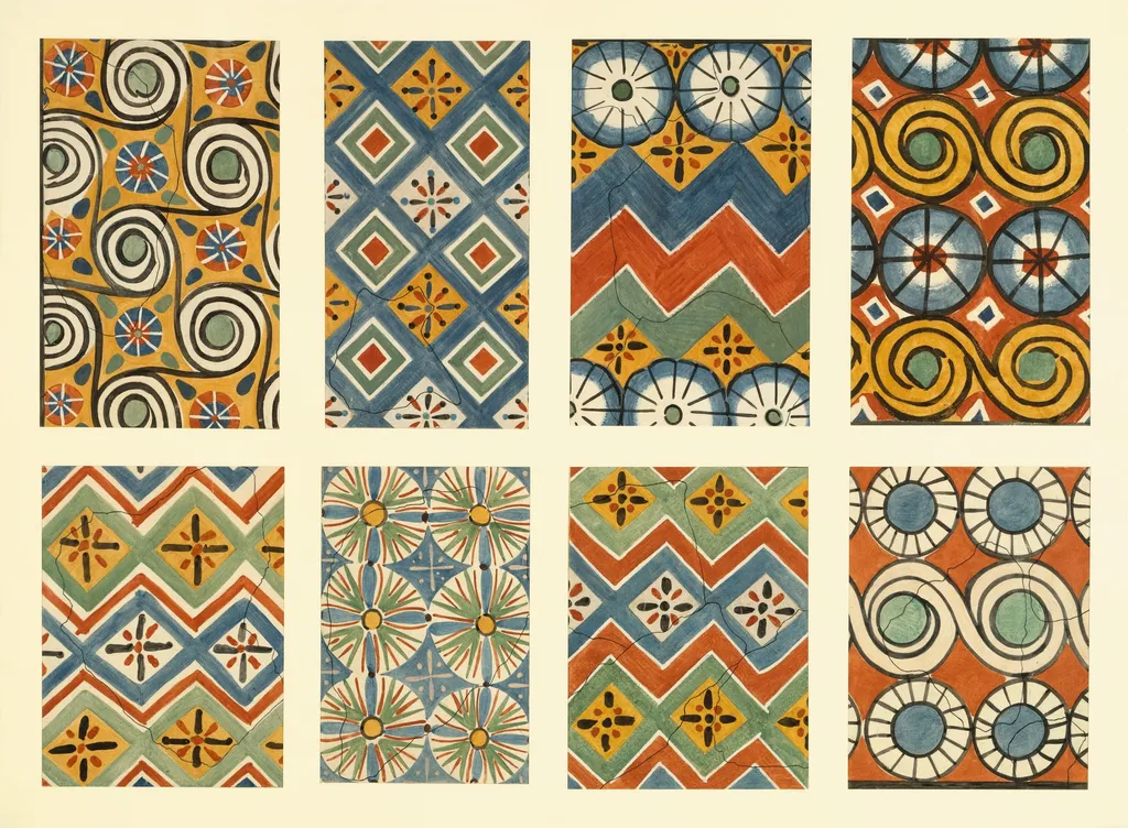Eight Ceiling Patterns, Tomb of Nebamun and Ipuky, by Nina M. Davies, unspecified, 1396