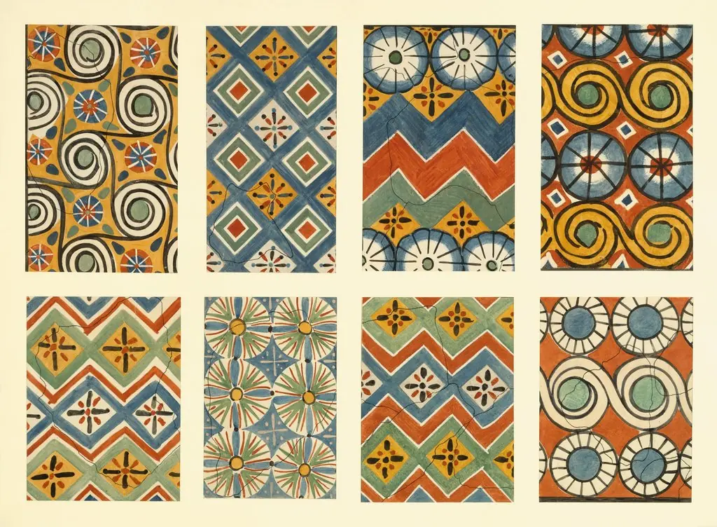Eight Ceiling Patterns, Tomb of Nebamun and Ipuky, by Nina M. Davies