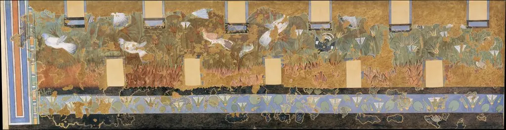 Facsimile painting from the 'Green Room' in the North Palace at Amarna, by Nina M. Davies, 1353