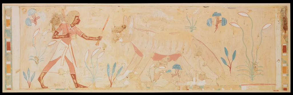 Man Confronting a Hyena, Tomb of Amenemhab, by Nina M. Davies, unspecified, 1490