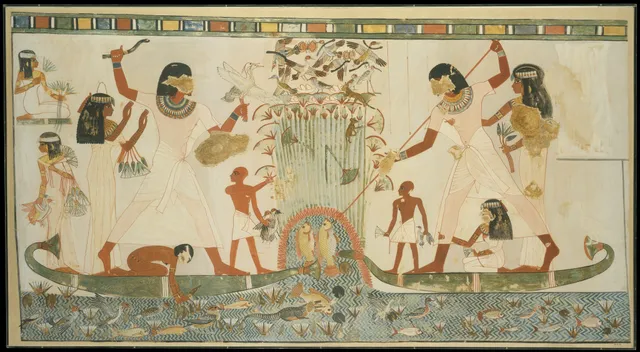 Menna and Family Hunting in the Marshes, Tomb of Menna, Nina M. Davies
