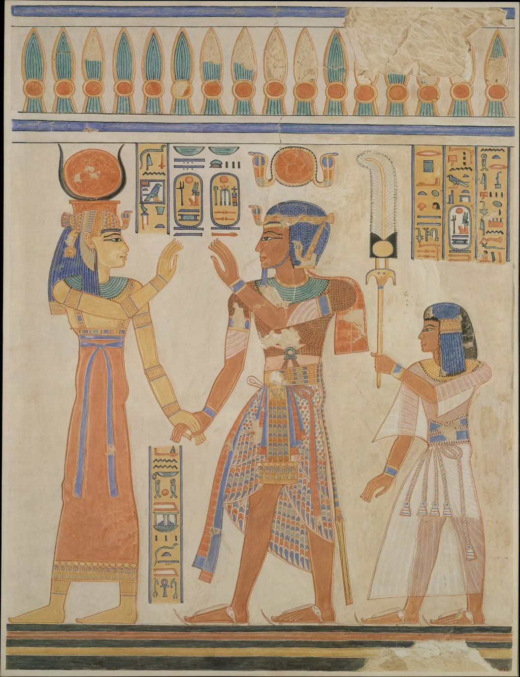Ramesses III and Prince Amenherkhepeshef before Hathor, by Nina M. Davies, unspecified, 1931