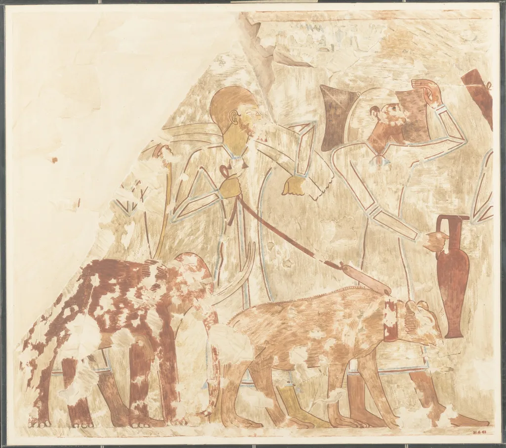 Syrians Bringing an Elephant and a Bear, Tomb of Rekhmire, by Nina M. Davies, unspecified, 1504