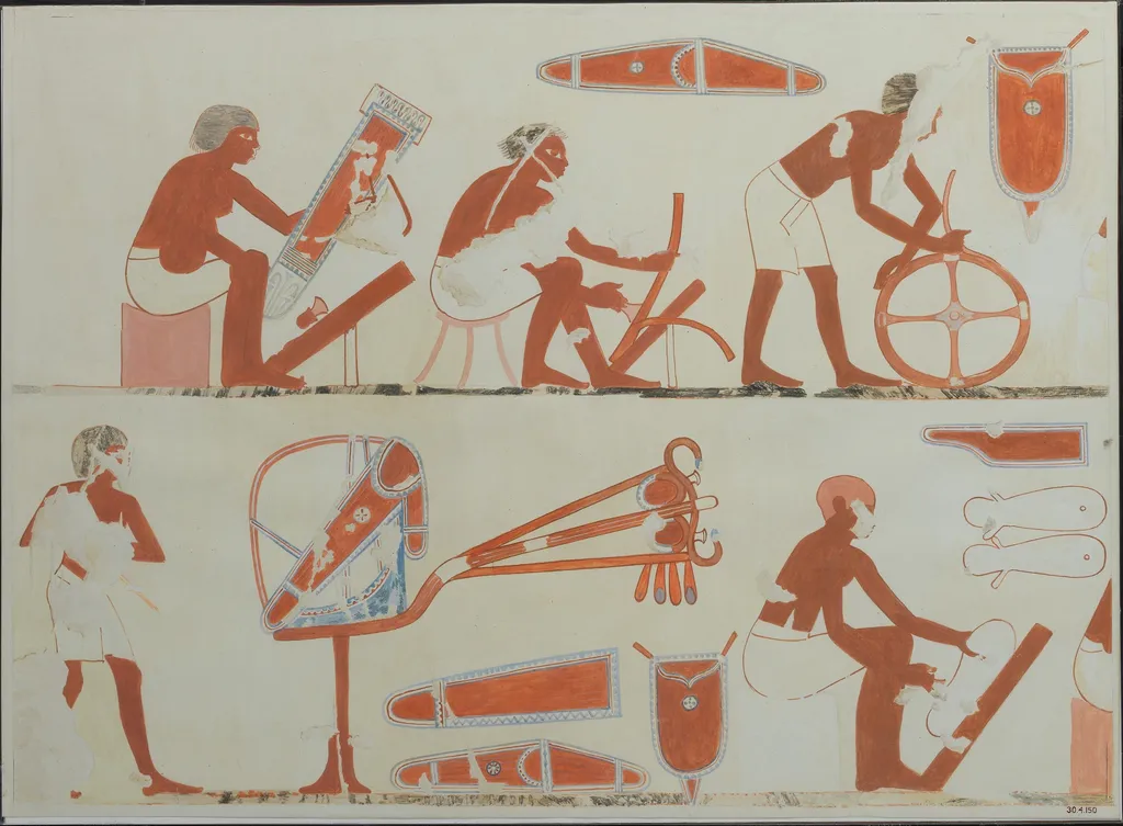 Wood and Leather Craftsmen, Tomb of Hapu, by Nina M. Davies, unspecified, 1400