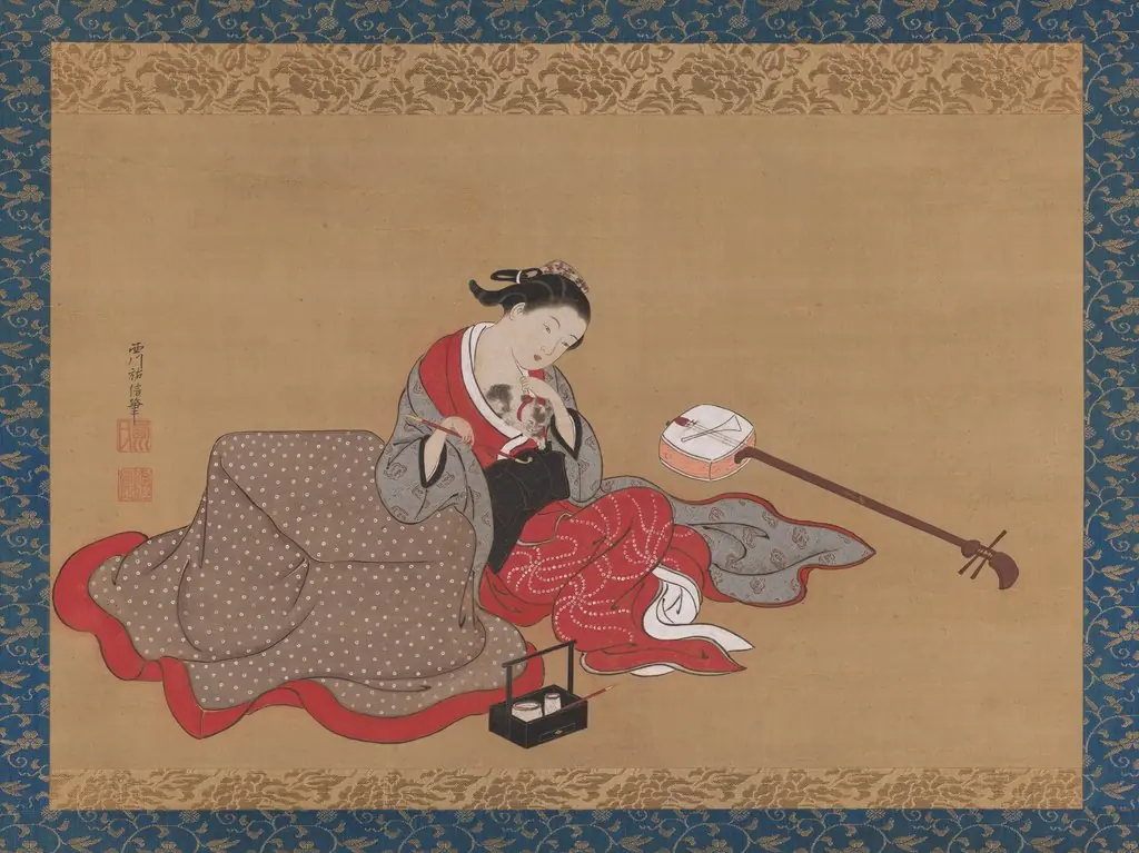 Courtesan with a Kitten, by Nishikawa Sukenobu