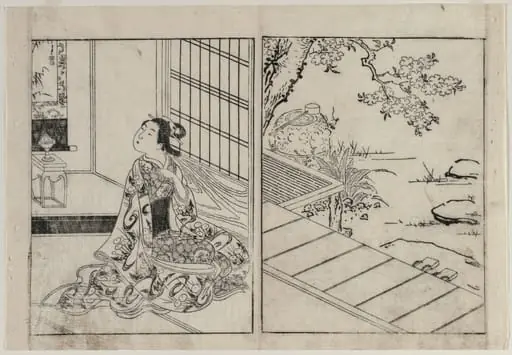 Woman Looking at a Hanging Scroll, by Nishikawa Sukenobu