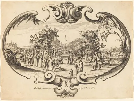 Design for a Fan: Courtly Figures in a Landscape, by Noël Cochin