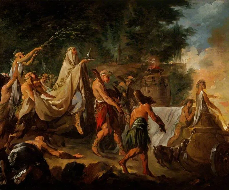 A Druids' Ceremony, by Noël Hallé, oil, 1740