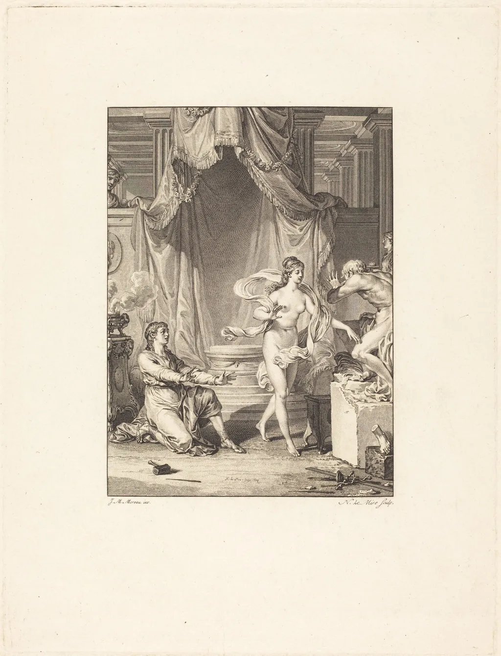 Pygmalion, by Noël Le Mire, ink, 1778