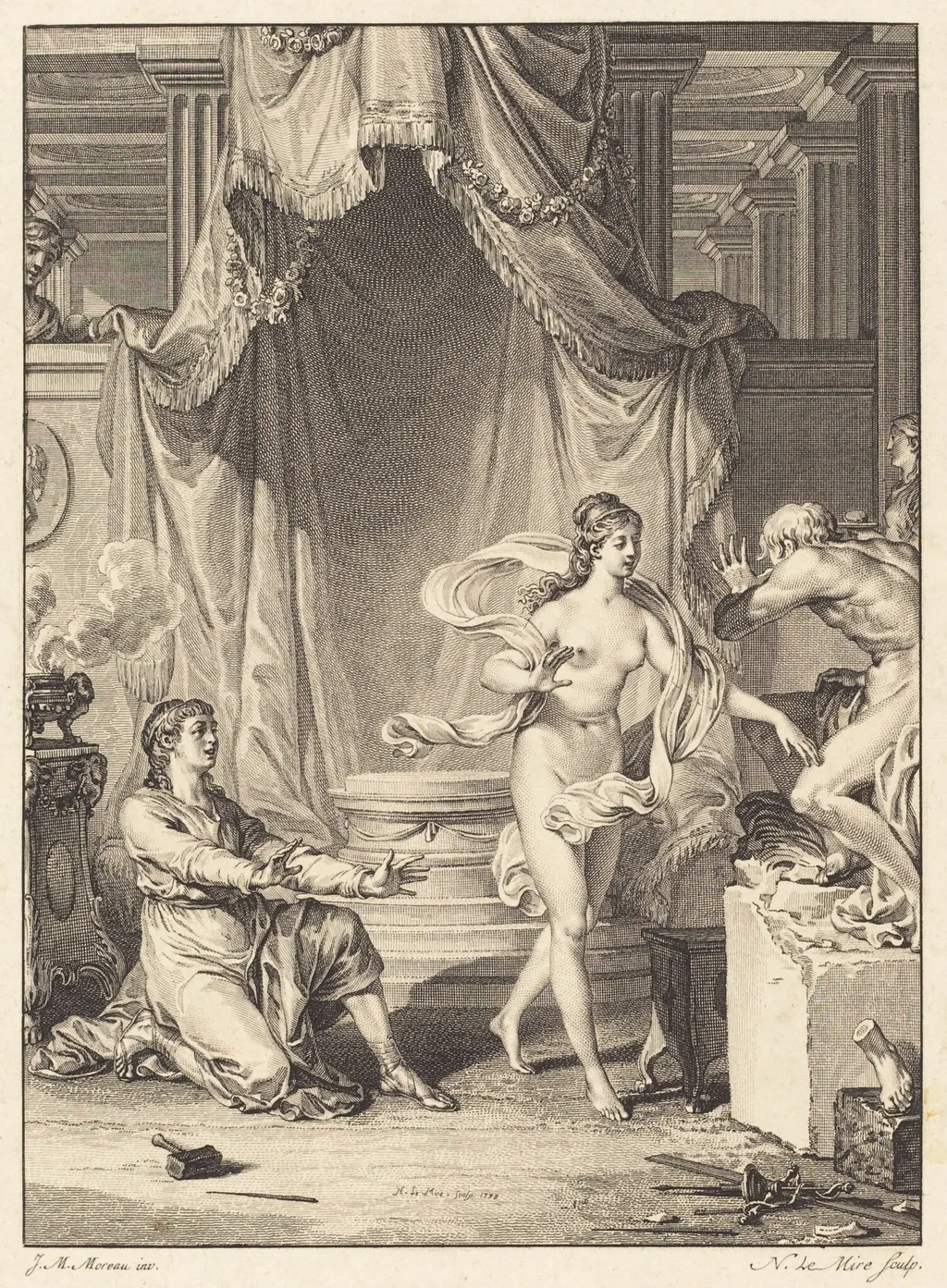 Pygmalion, by Noël Le Mire, ink, 1778