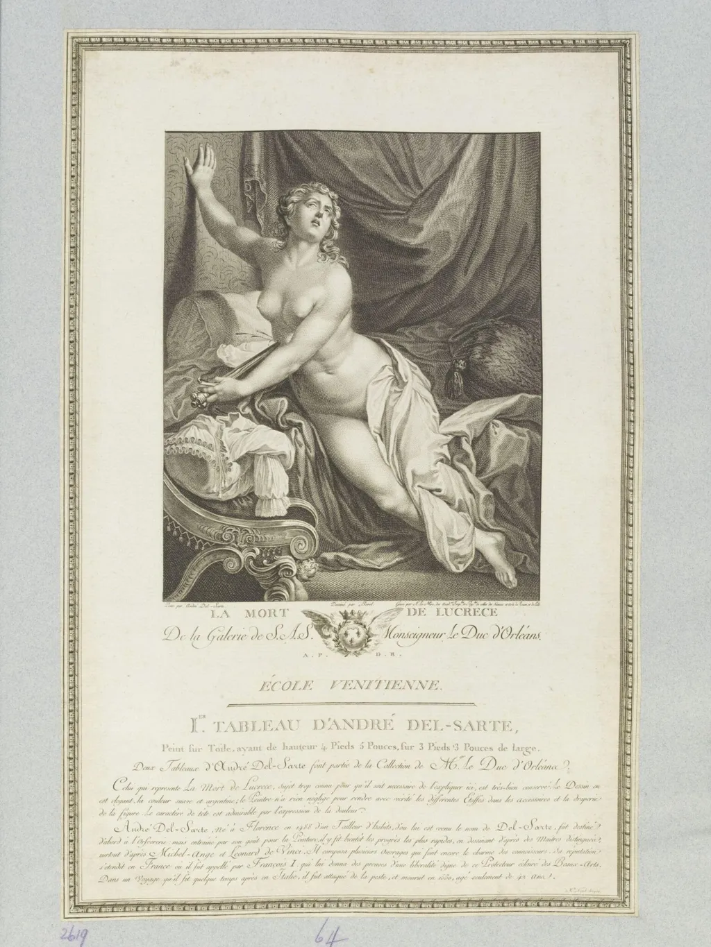 The Death of Lucretia, by Noël Le Mire, 1850