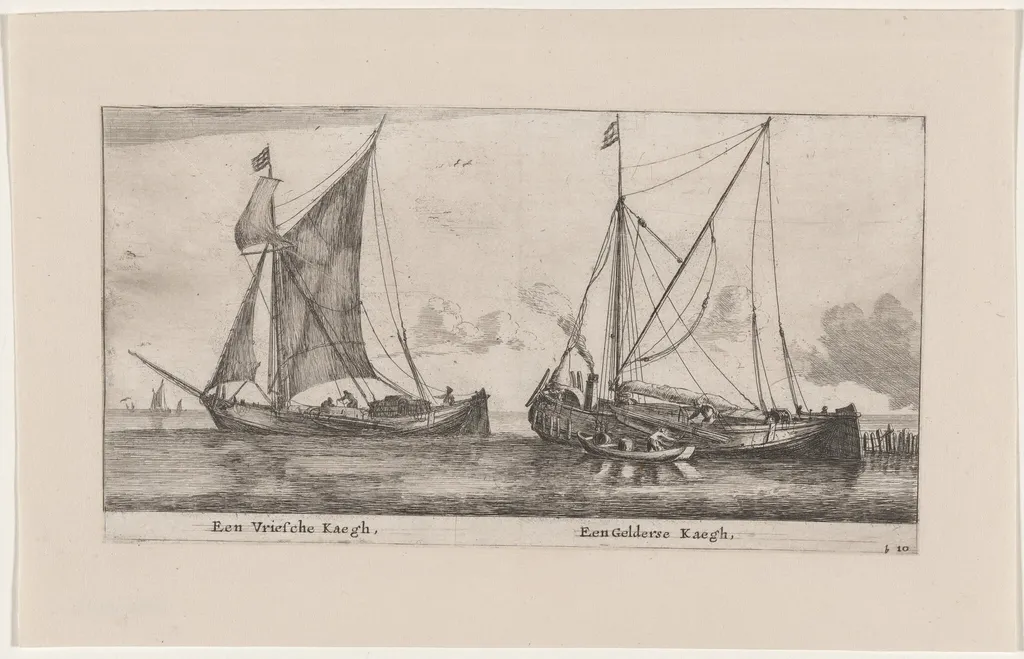 A Friesland Ketch and a Gelderse Ketch, by Nooms, called Zeeman, Reinier, ink, 1653