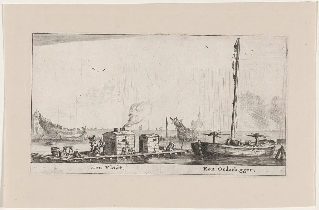 A Raft and a "Onderlegger", by Nooms, called Zeeman, Reinier, ink, 1653