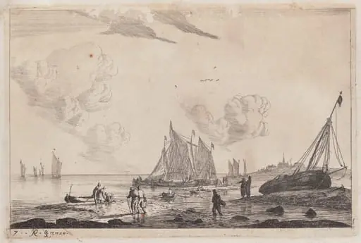 Beach Scene with Ketches and other Fishing Boats, by Nooms, called Zeeman, Reinier