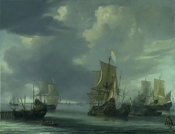 Dutch Roadstead, by Nooms, called Zeeman, Reinier, oil, 1657