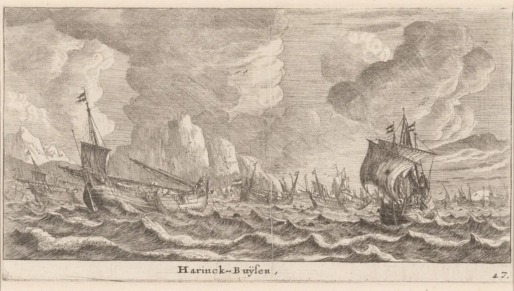 Herring-Busses, by Nooms, called Zeeman, Reinier, ink, 1653