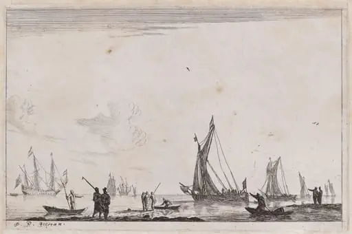 Inland Waterway with Two Galliots at the Right, by Nooms, called Zeeman, Reinier