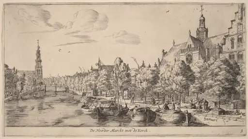Noordenmarkt with the Noorden Kerk (De Noorder Marckt met de Kerck), by Nooms, called Zeeman, Reinier
