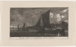 The Night-Boats to The Hague, Delft, and Amsterdam, by Nooms, called Zeeman, Reinier, 1653