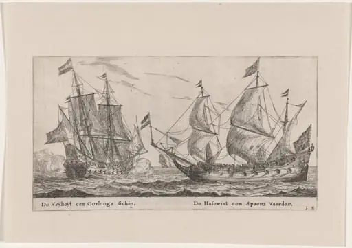 The "Vrijheijt," a Man-of-War and the "Hazewind," a Merchantman for Spain, by Nooms, called Zeeman, Reinier