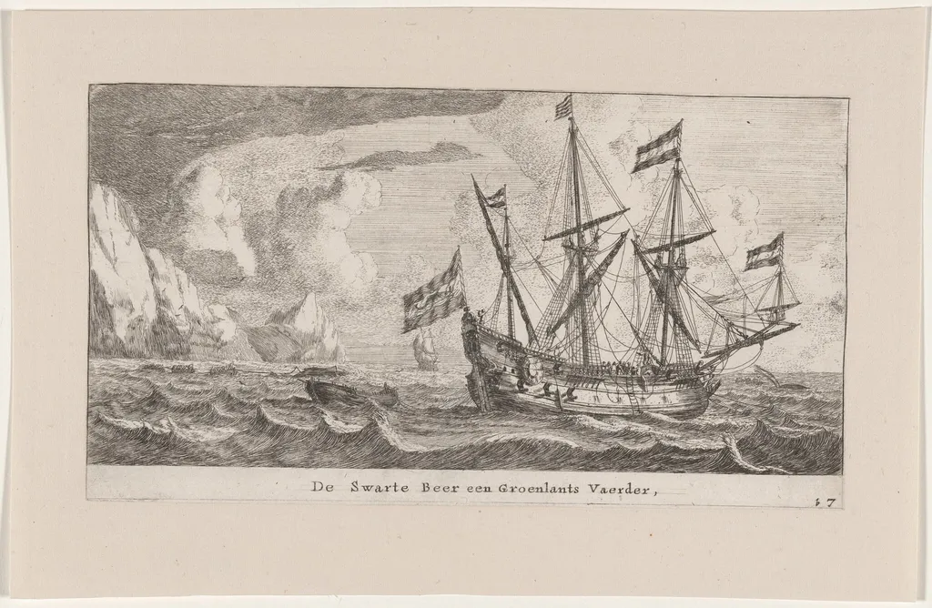 The "Zwarte Beer" (Black Bear), a Dutch Greenlander, by Nooms, called Zeeman, Reinier, ink, 1653