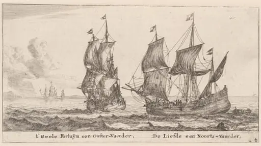 Two Merchant-Men: the "Geele Fortuÿn," Trading in the Baltic, and the "Liefde," Trading in Norway, by Nooms, called Zeeman, Reinier
