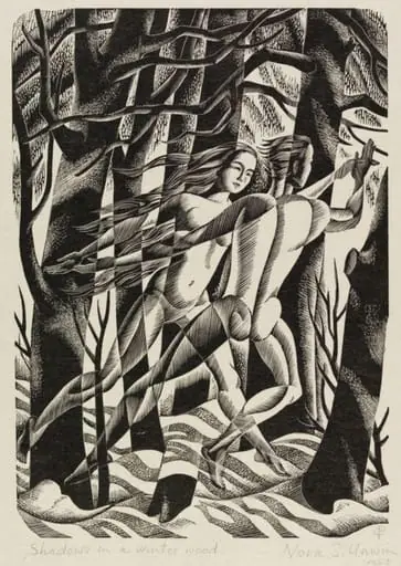 Shadows in a winter wood, by Nora Spicer Unwin