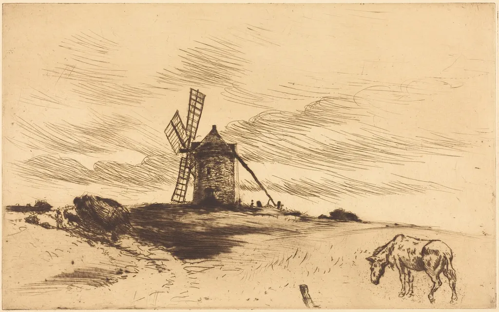 The Mill at Saint Jacut (Le moulin de Saint Jacut), by Norbert Goeneutte, ink, 1874