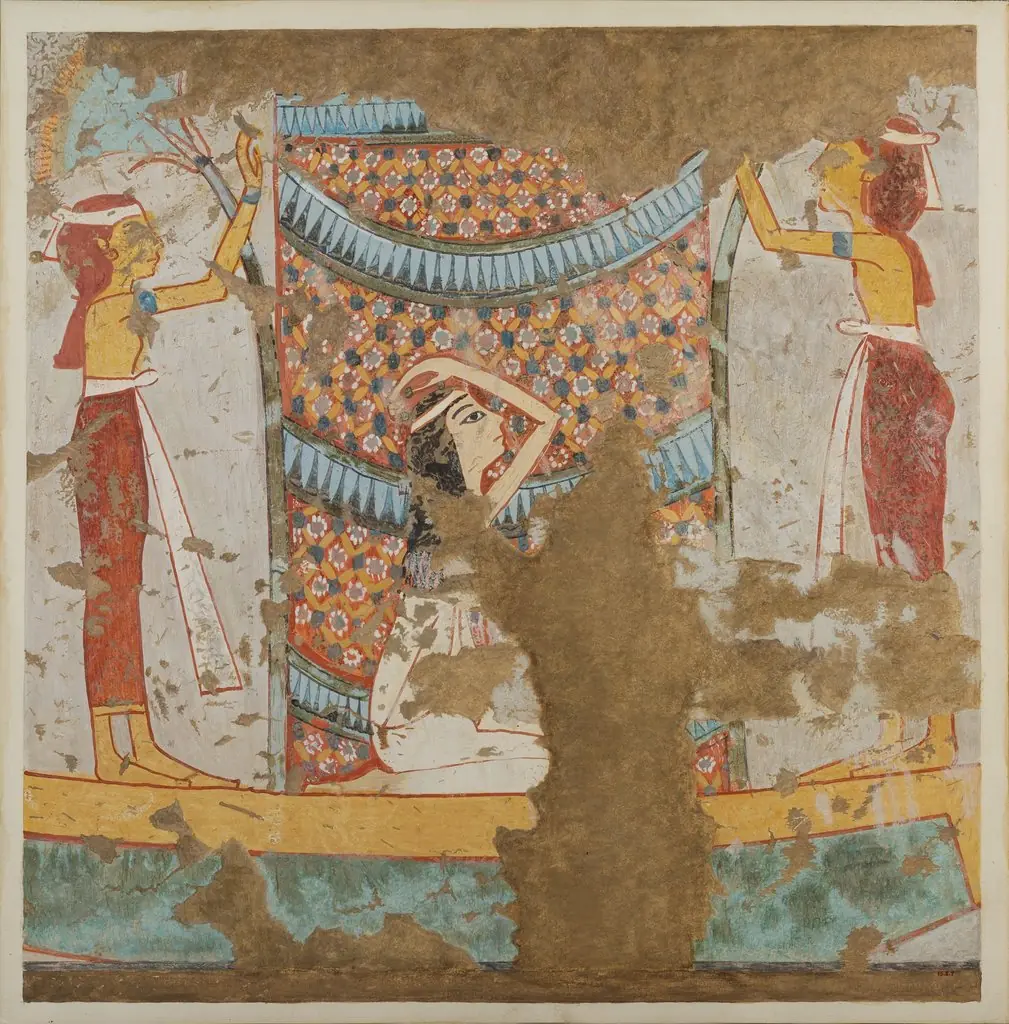 Funeral Boat, Tomb of Haremhab, by Norman de Garis Davies