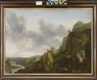 Northern Mountain Landscape with Waterfall