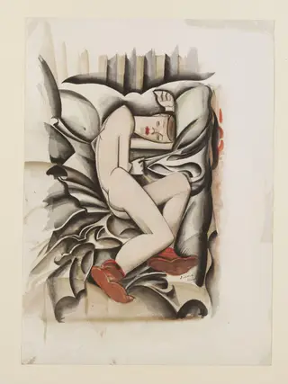 Nude reclining on a bed