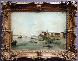 O canal Giudecca e a Igreja de Santa Marta