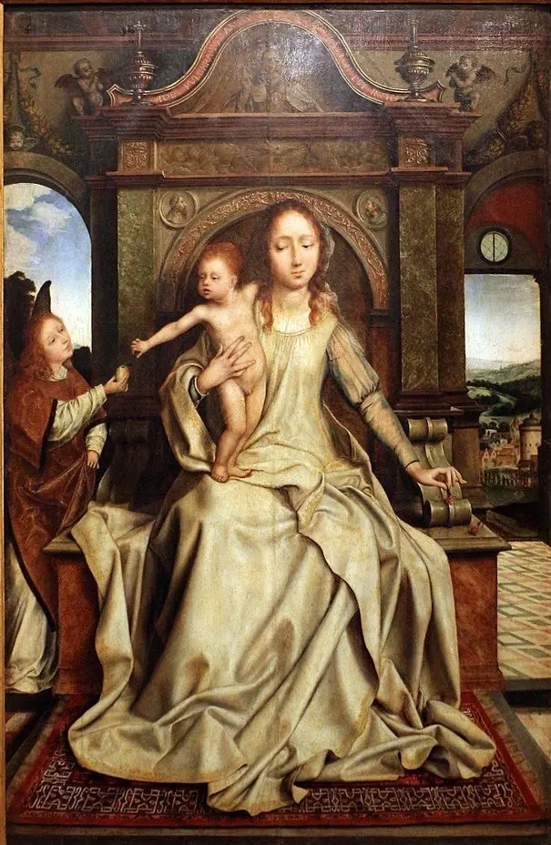 The Virgin Mary, Infant Jesus and an Angel
