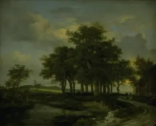 Oak Trees near a Road, Evening