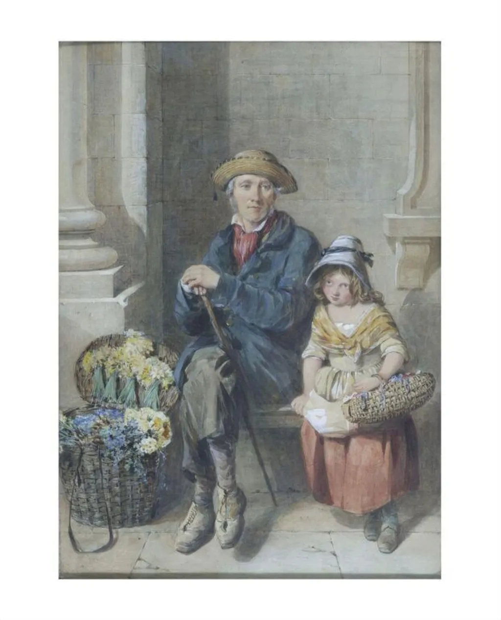 Primrose Gatherers, by Oakley, watercolor, 1850